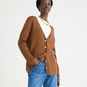 ☆J. Crew Camel Giselle V-Neck Sweater Blazer With Contrast Trim☆